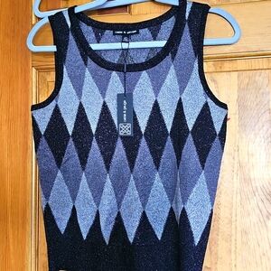 Cable & Gauge Womens‎ Black Silver Grey Color Sleeveless Vest Size Size S